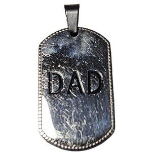 Dad Dog Tag Pendant Necklace Silver Stainless Steel Gift Men Jewelry Fathers Day